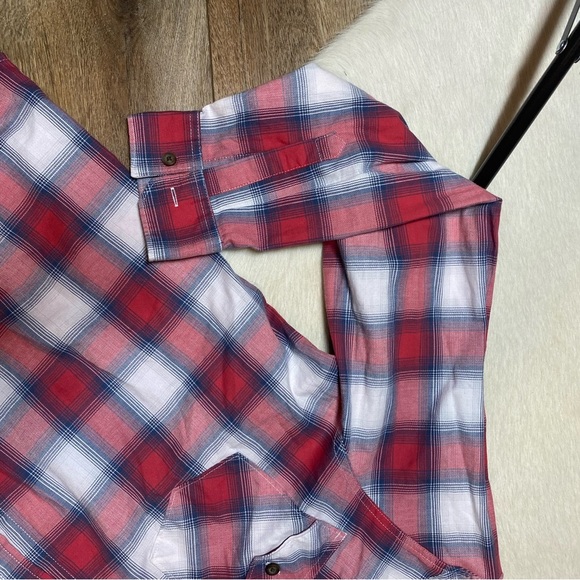 Wrangler Men's Western Red Plaid Button Down Long Sleeve Shirt - Picture 6 of 8